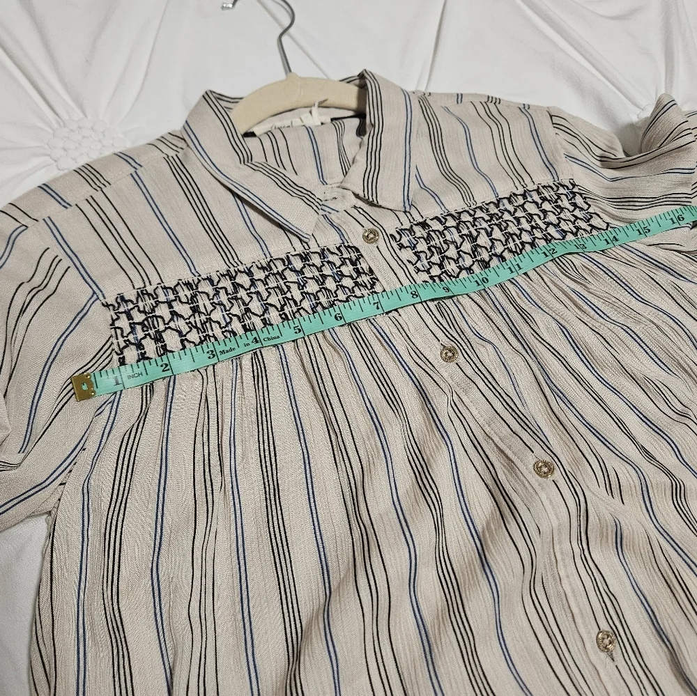 Floreat By Anthropologie Striped Nothfork Tunic Blouse - Picture 11 of 11